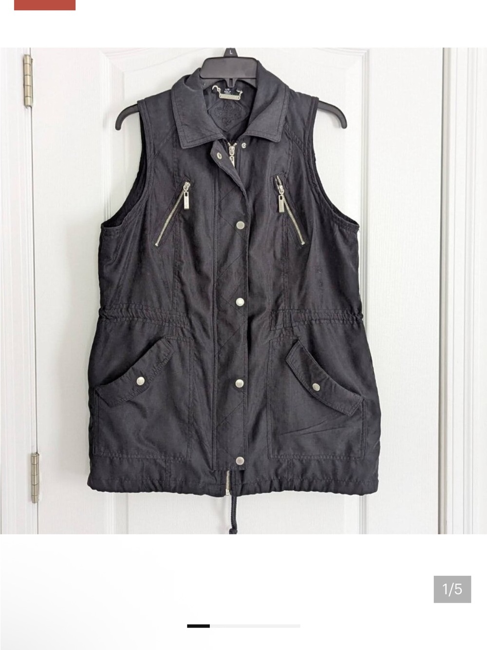 Jou Jou Black Sleeveless Utility Vest with Zip Pockets